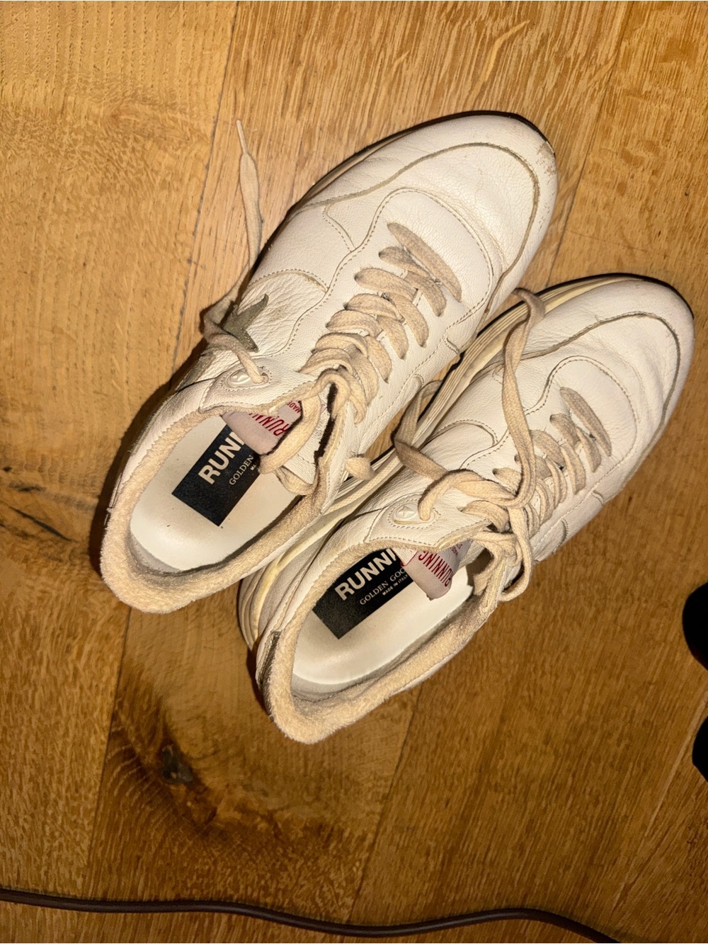 Golden Goose Men's Off-White Leather Running Sneakers